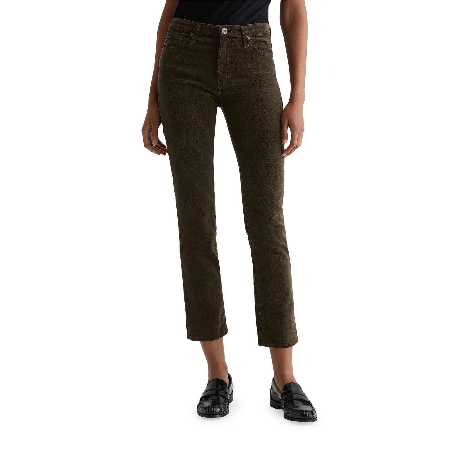 AG Jeans  Mari Corduroy Straight-Leg Jeans Rich umber Brown 26