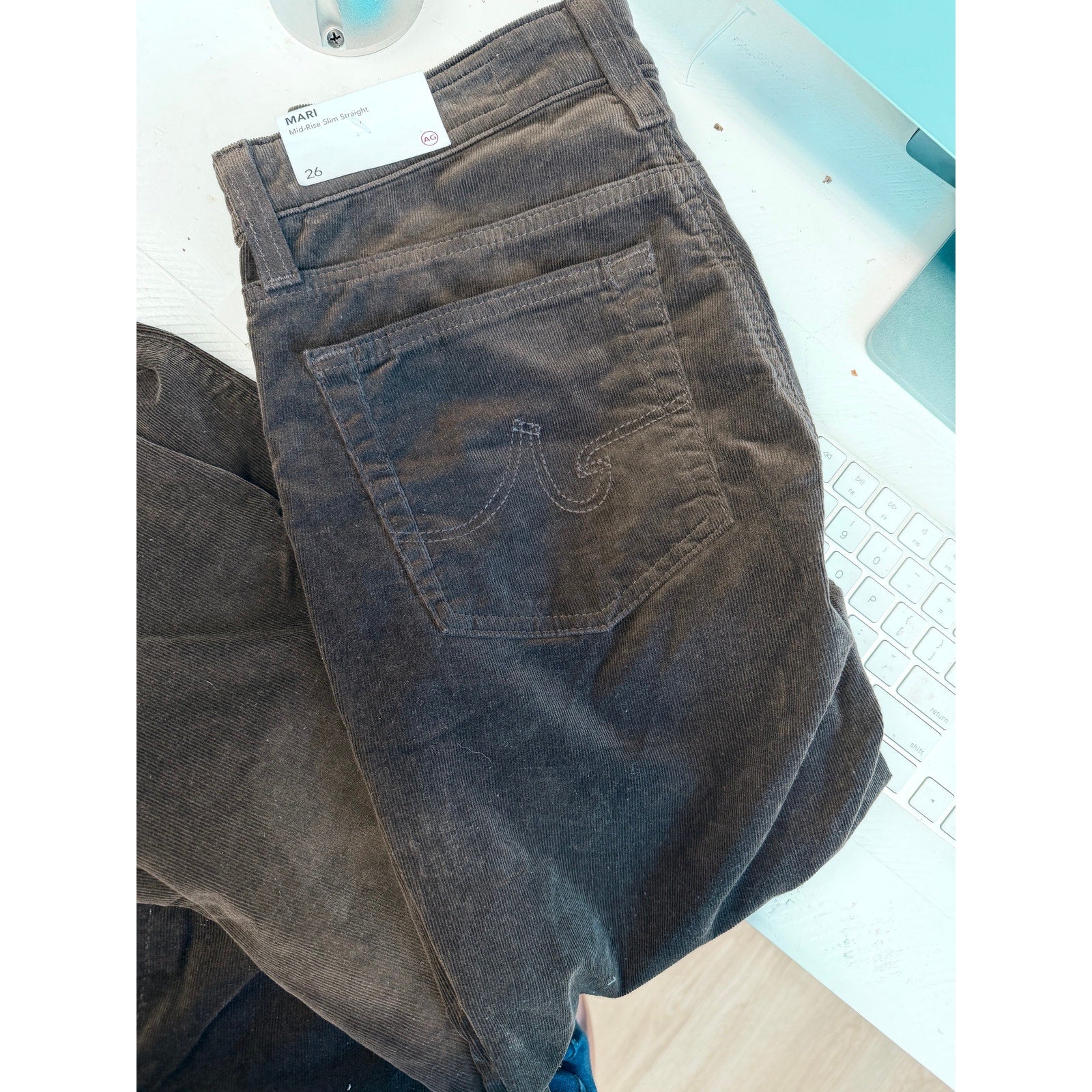 AG Jeans  Mari Corduroy Straight-Leg Jeans Rich umber Brown 25