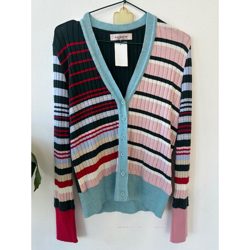 Aldo Martins striped Talo Cardigan SMALL pink, green multicolor  $295.00