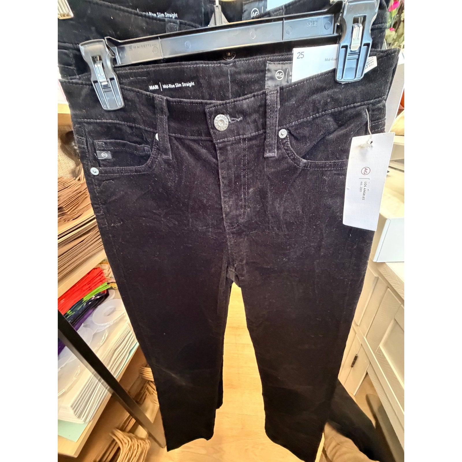 AG Jeans  Mari Corduroy Straight-Leg Jeans Rich umber Black 26