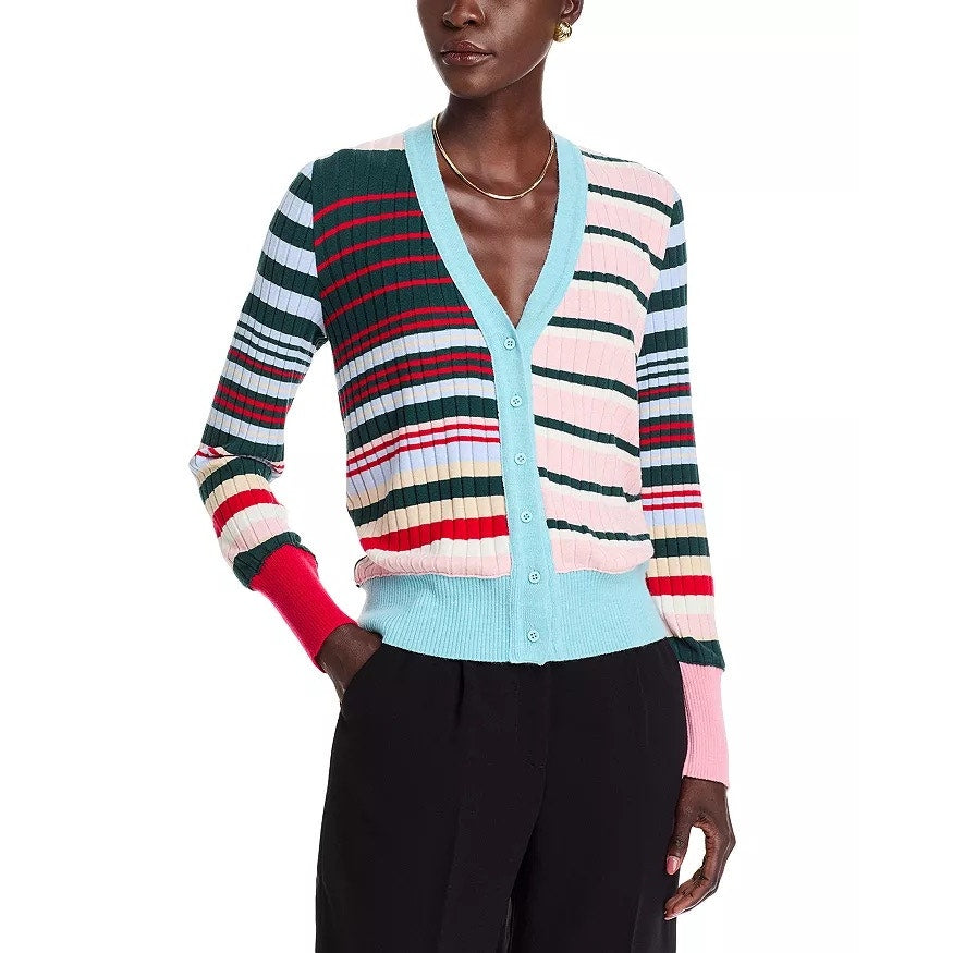 Aldo Martins striped Talo Cardigan SMALL pink, green multicolor  $295.00