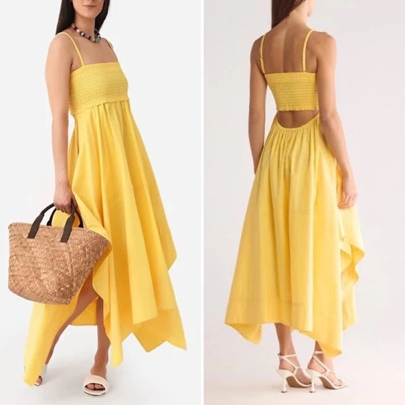 A.L.C. Adriana Handkerchief-Hem Dress yellow size 12 $595 NWT
