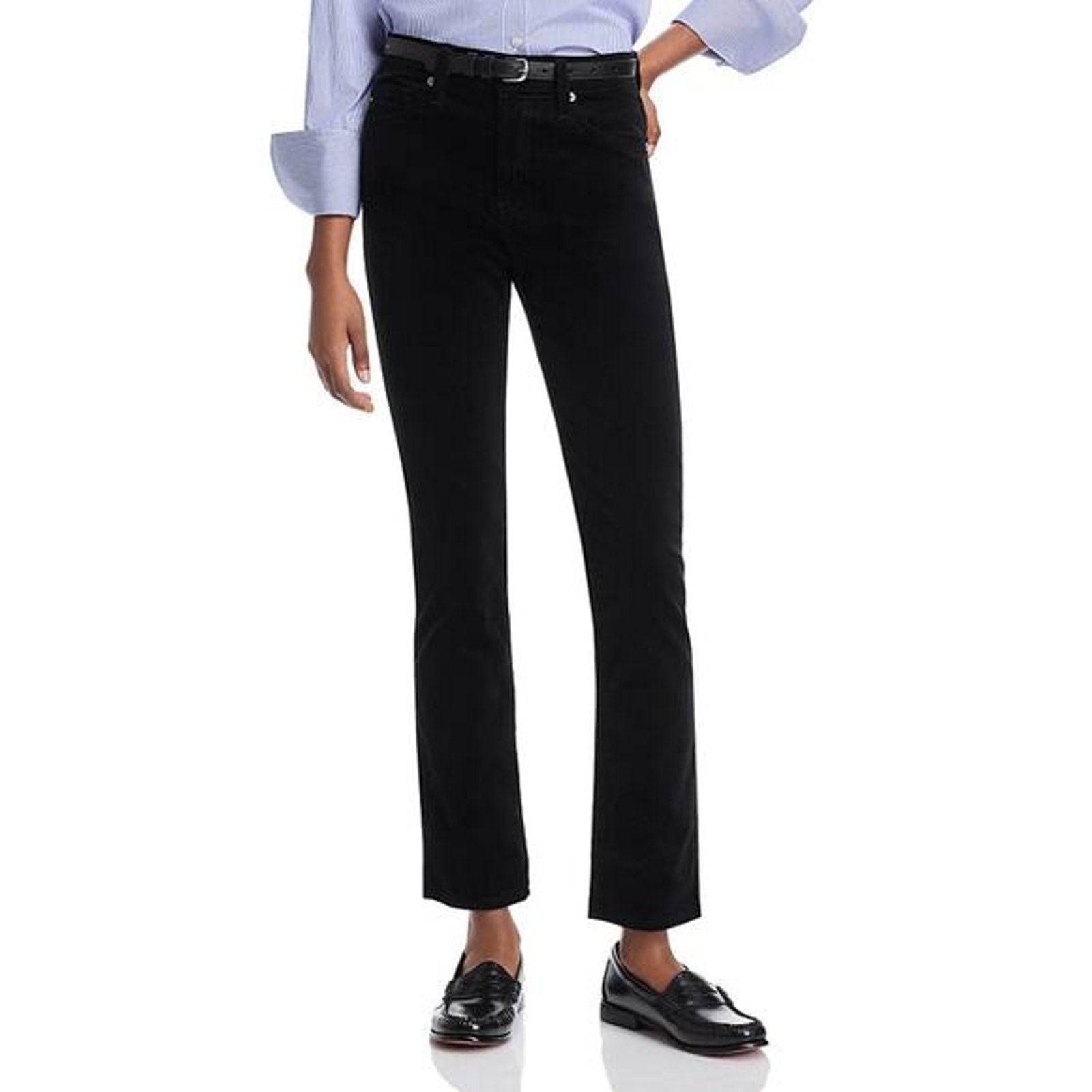 AG Jeans  Mari Corduroy Straight-Leg Jeans Rich umber Black 26