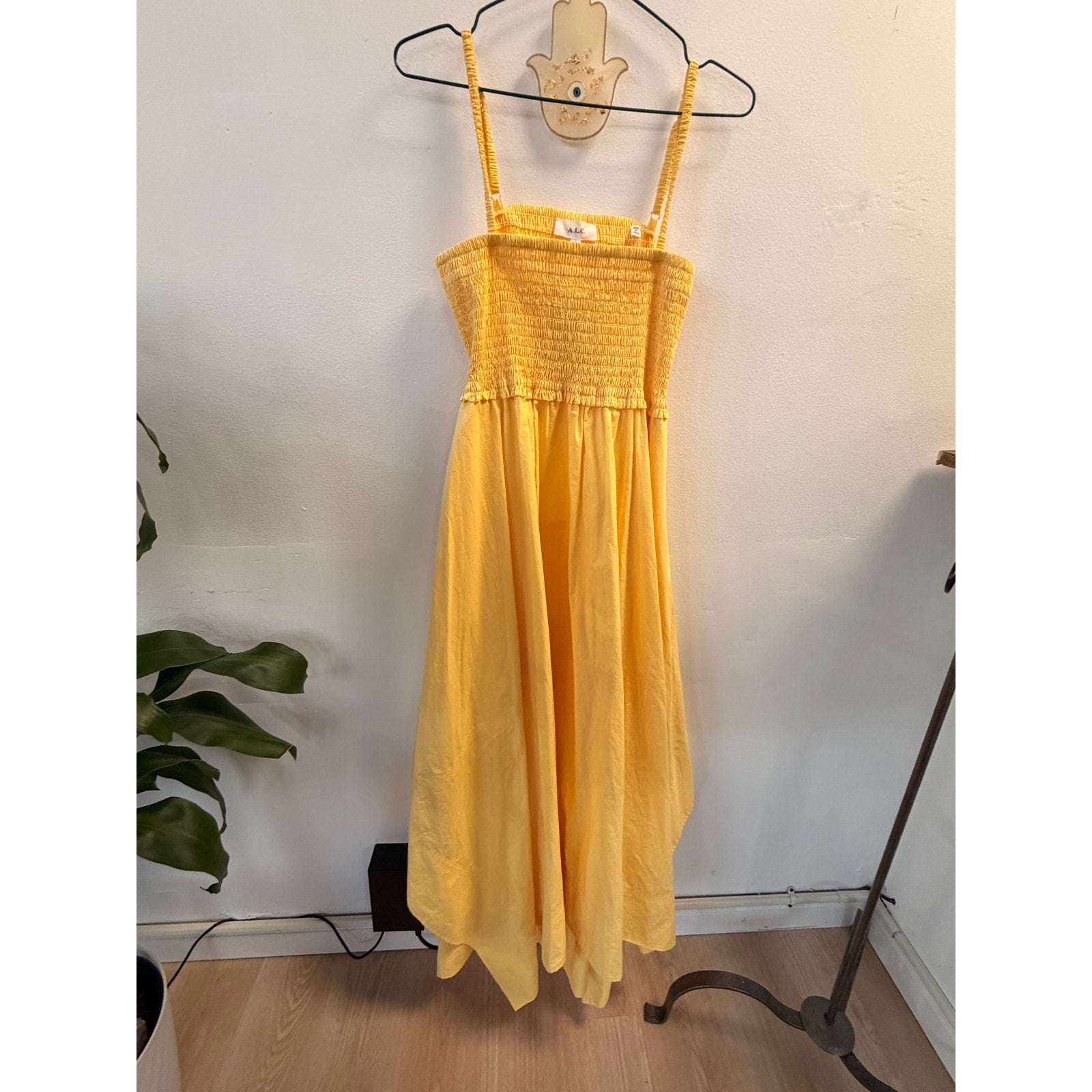 A.L.C. Adriana Handkerchief-Hem Dress yellow size 12 $595 NWT