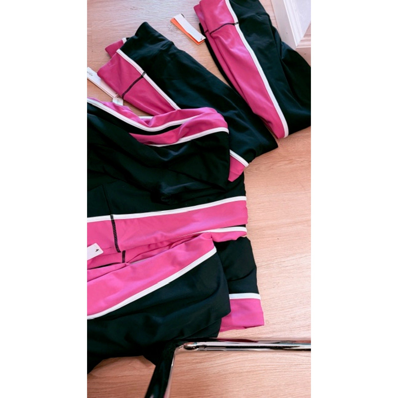 AQUA ATHLETIC NAVY BLUE PINK LEGGINGS MEDIUM
